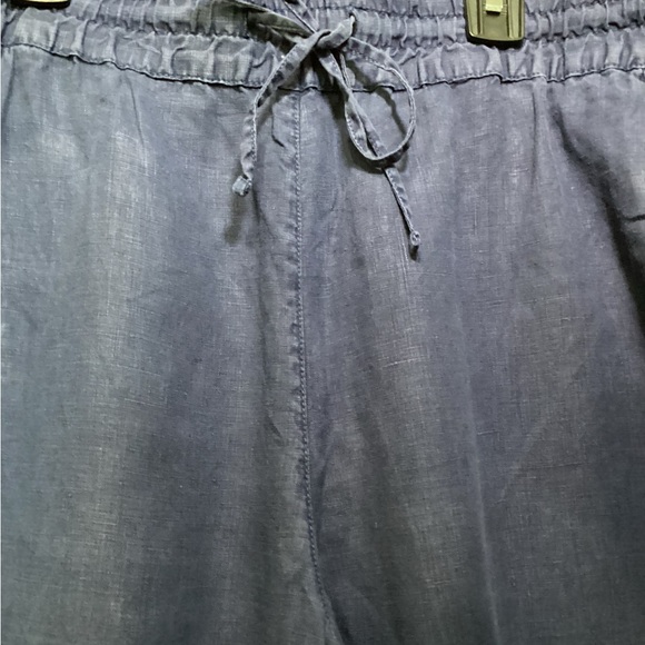 Tommy Hilfiger Women's LINEN Navy Wide Leg Pants - Picture 2 of 9